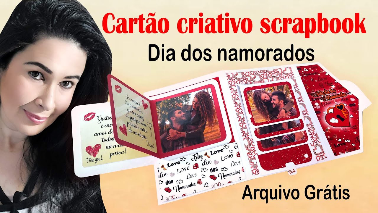 Cartão romântico scarpbook | dia dos namorados | molde grátis #133
