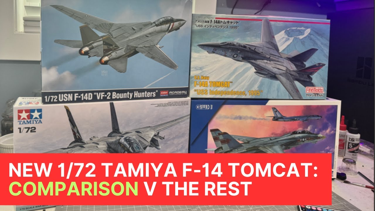 Сравнение новой модели Tamiya F-14D в масштабе 1/72 с другими отличными наборами Tomcat.