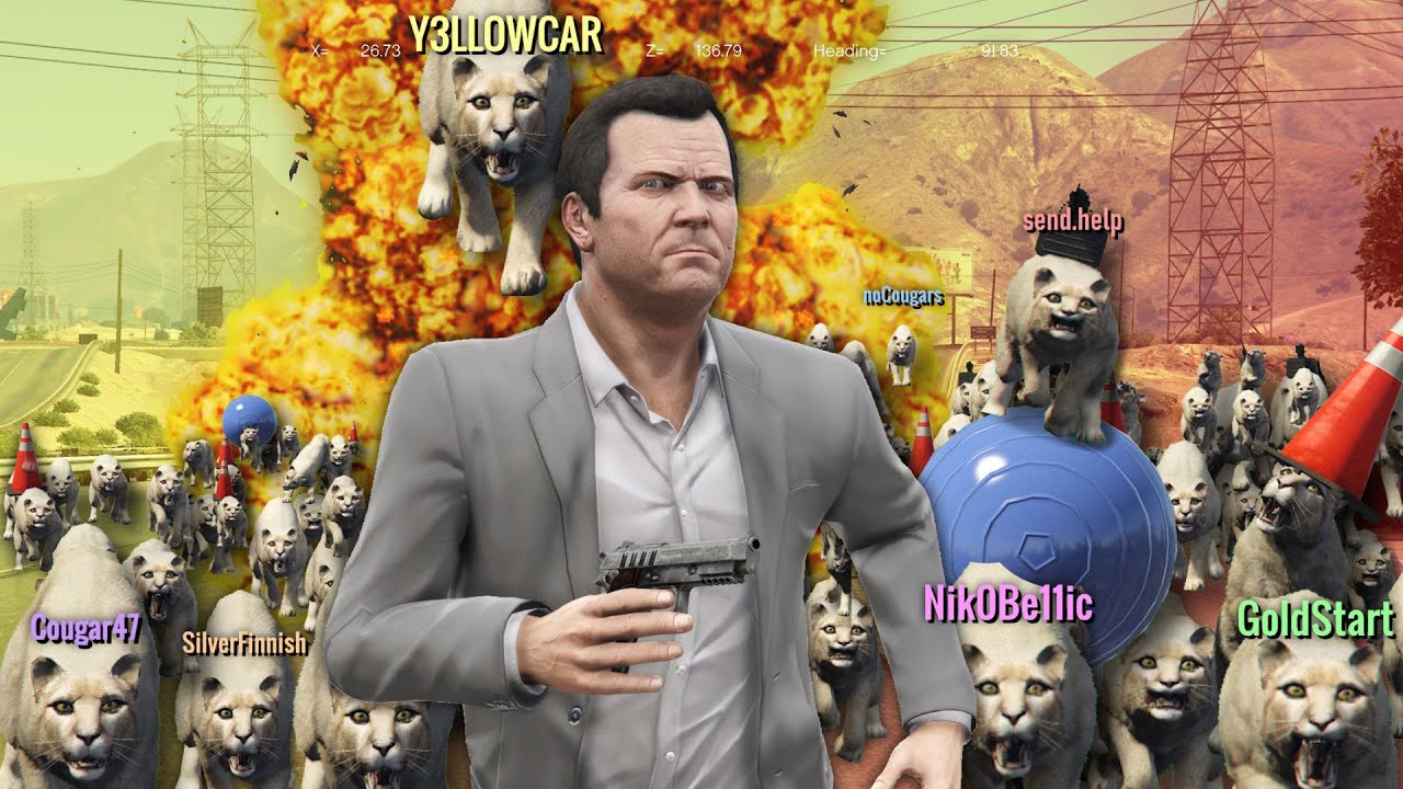 Escaping GTA 5's Map Overrun by Cougars LIVE