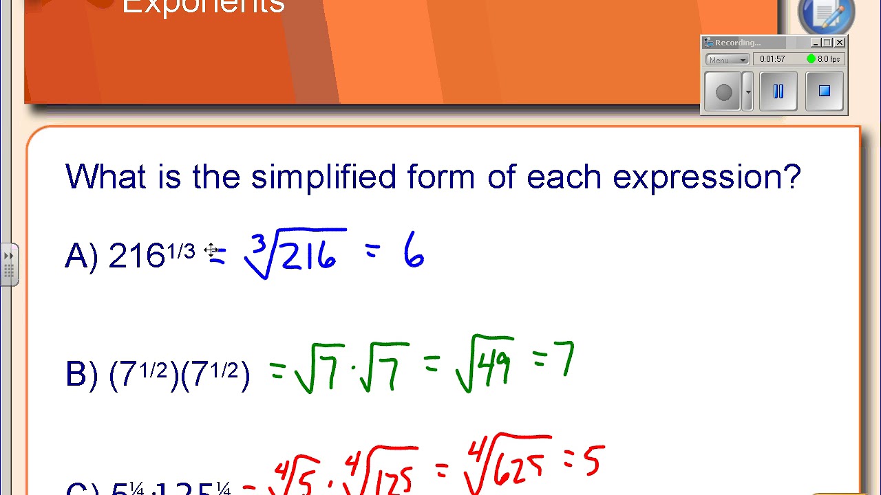 6-4 Part 1 Radical Expressions and Rational Exponent Expressions - YouTube
