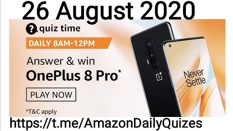 Amazon Daily Quiz Answers 26 August 2020 | Win OnePlus 8 Pro (1 Winner)