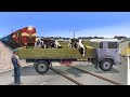 Cow Truck&#39;s Engine Failed On the Track  | Truck Stops The Train