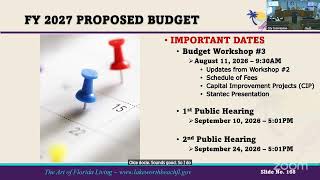 July 9, 2026 - Lake Worth Beach City Commission Budget Workshop # 2