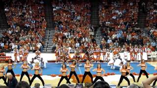 2009/2010 texas pom & cheer squads perform their annual dance routine
during a basketball game.