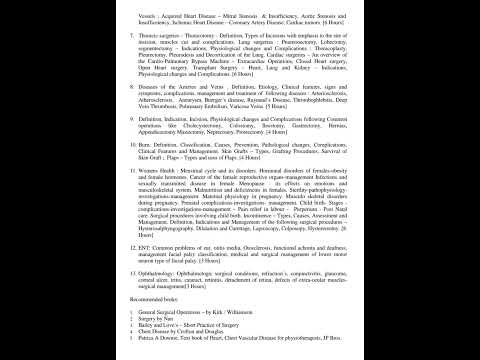 General Surgery Syllabus III Yr BPT under Rajiv Gandhi University Bangalore