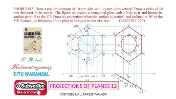 problem 5, projections of planes (Engineering drawing by N.D.Bhatt)