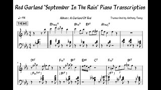 Red Garland "September In The Rain" Piano Transcription