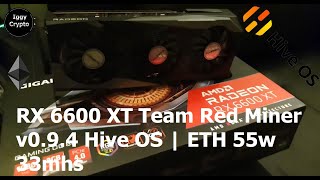 Rx 6600 Xt Team Red Miner V0.9.4 Hive Os | Eth 55W 33Mhs