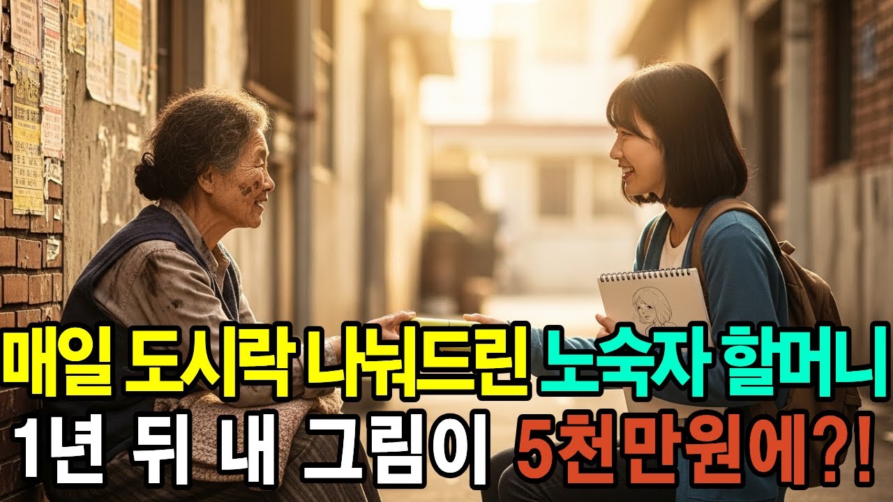 매일 도시락 나눠드린 노숙자 할머니와 인연이 된 후 1년 뒤 내 그림이 5천만원에 팔렸습니다?!( 노후사연,라디오사연)