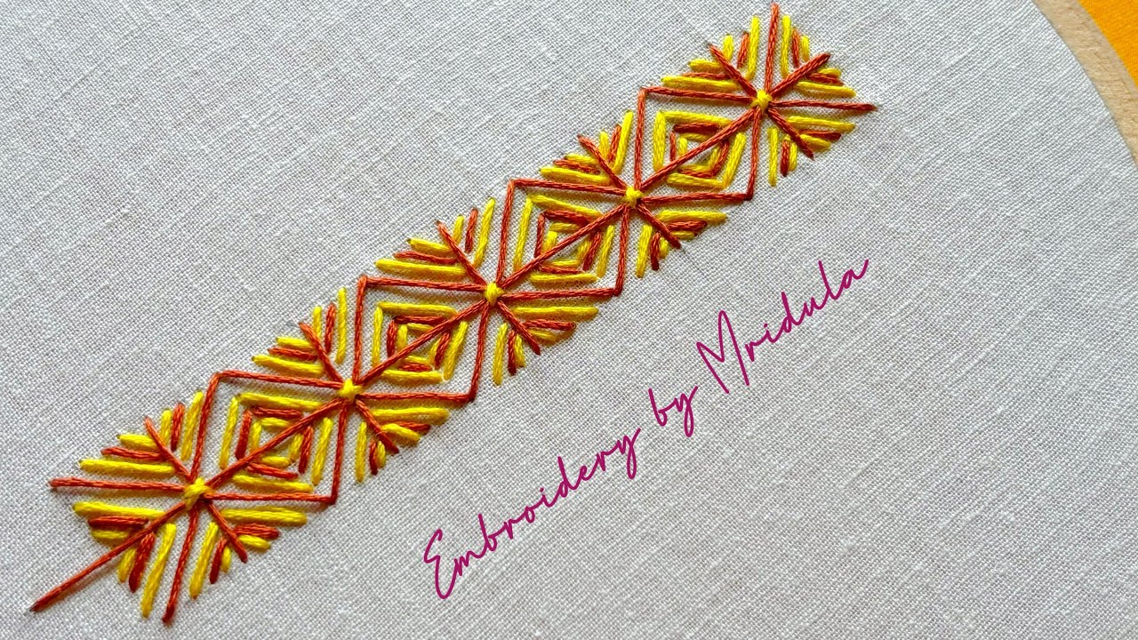Gorgeous borderline embroidery design for beginners | Embroidery by Mridula 