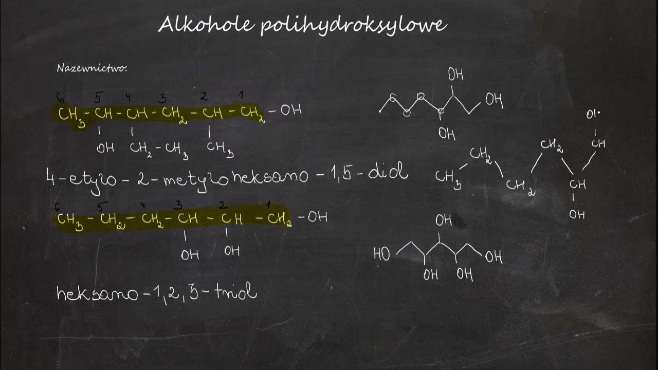 Chemia Klasa 8 Alkochole Alkohole polihydroksylowe. Wzory półstrukturalne, szkieletowe