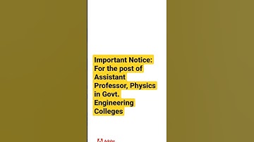 Important Notice: For the post of Assistant Professor, Physics in Govt. Engineering Colleges