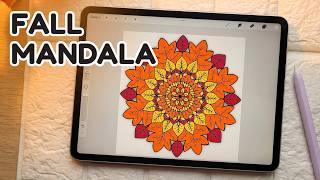 Drawing a Fall Mandala in Procreate 🍂 Cozy Art Session Using My Free Mandala Templates