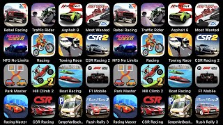 Rebel Racing, Traffic Rider, Asphalt 8, Most Wanted, NFS No Limits, Racing, Towing Race...