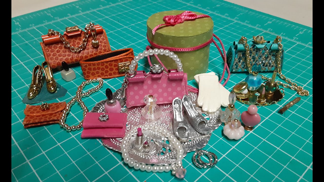 Adorable! BINDER CLIP PURSES, BELTS, HAT BOX miniature shoes & Accessories for Boutique #craft #DIY