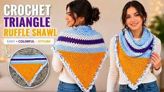Crochet ruffle border | Part 2 | Crochet triangle shawl with ruffle border #crochet ##handmade #diy 