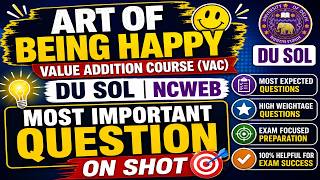 ART OF BEING HAPPY - Vac - Most important question one shot ( Hindi Medium ) PYQ solution