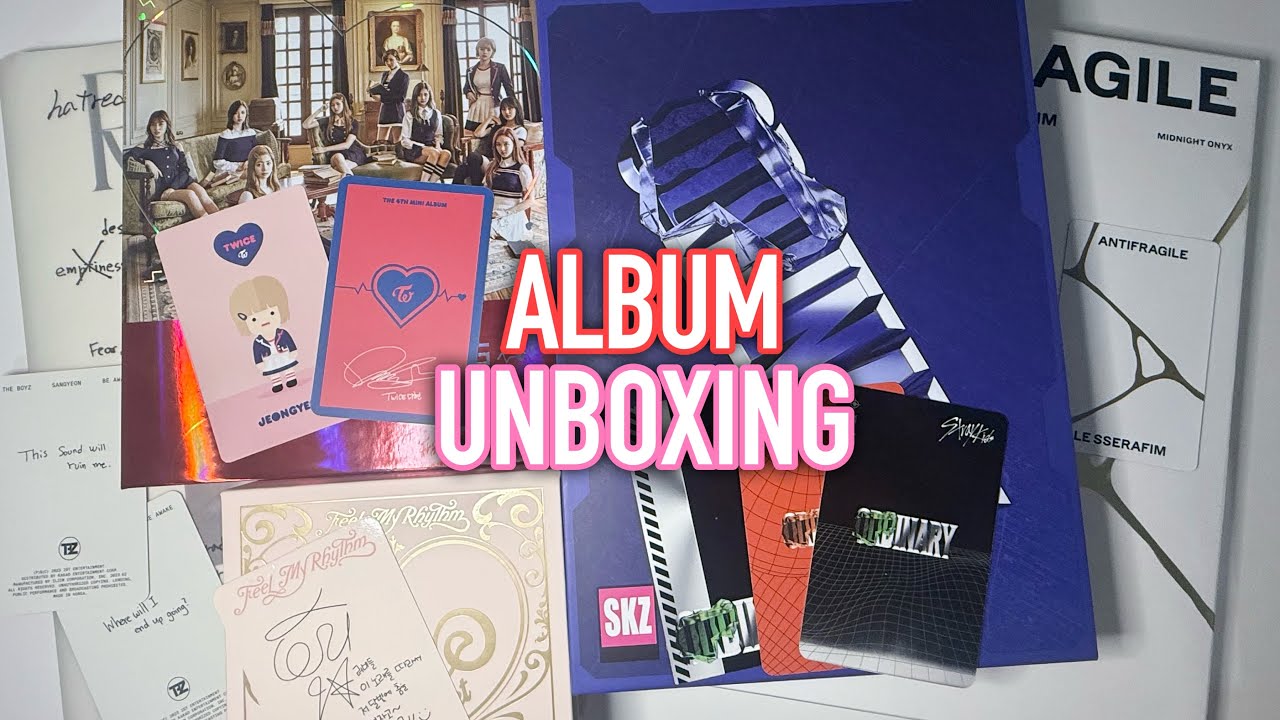 unboxing albums 5 *:･ﾟ✧ le sserafim, twice, stray kids & more! | cherrytrades