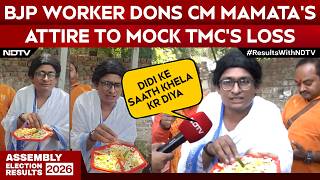BJP Worker Ratan Ranjan Dons Mamata Banerjee’s Saree To Mock TMC’s Loss screenshot 5