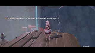 Use the cage-shape object to destroy the three remaining BEDROCK KEYS (Using Noelle)