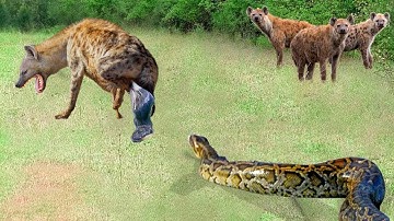 Dire! Giant Python Suddenly Attack Hyena Giving Birth And The Savage Revenge Of Her Accomplices