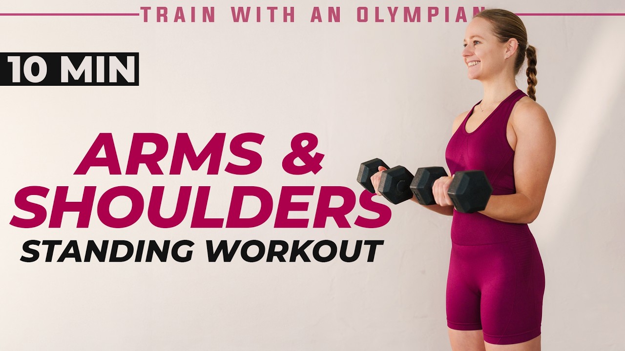 10 MIN STANDING ARMS & SHOULDERS WORKOUT | With Dumbbells (No Pushups ...