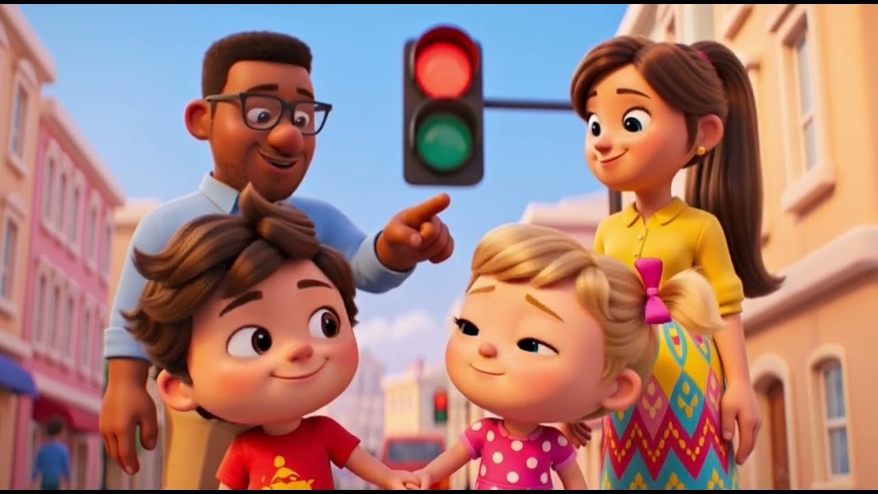 Czerwone Stój, Zielone Idź! 🟢🔴 Piosenka o światłach dla dzieci | Bezpieczeństwo na drodze 🚦