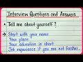 Interview question and answer || Job interview tips || Tell me about yourself interview