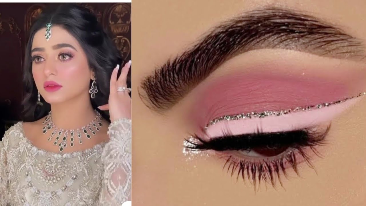 Pink & Silver glitter Eye makeup tutorial - YouTube