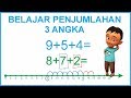 Belajar penjumlahan 3 angka dengan garis bilangan untuk anak SD kelas 1 bagian 2