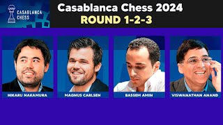 Casablanca Chess 2024 | Round 1-2-3 | Carlsen, Hikaru, Anand, Bassem | May 18 , 2024