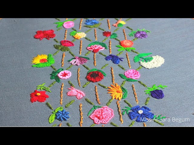 24 Hand Embroidery flowers tutorial,Multiple flower embroidery,Diy Work,फूल की कढ़ाई,ফুলের কারুকাজ