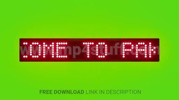 Welcome to Pakistan Scrolling Red Dot Matrix LED Text Animation on Green Screen Seamless Loop