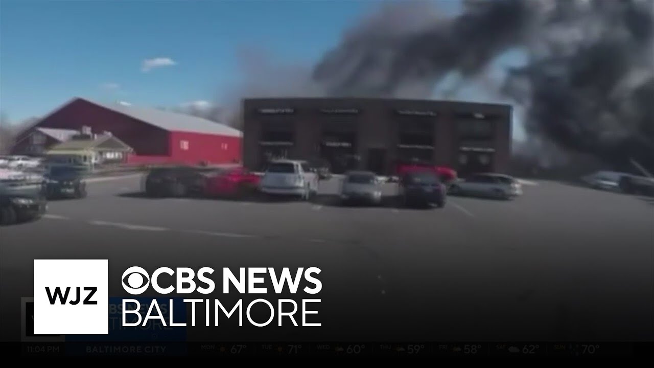 Firefighters battle fire at Harford County car dealership - YouTube