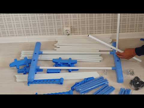 Сушарка розкладна вішалка для білизни 3-ярусна, підлогове компактне сушіння для одягу та спідньої білизни, відео 1