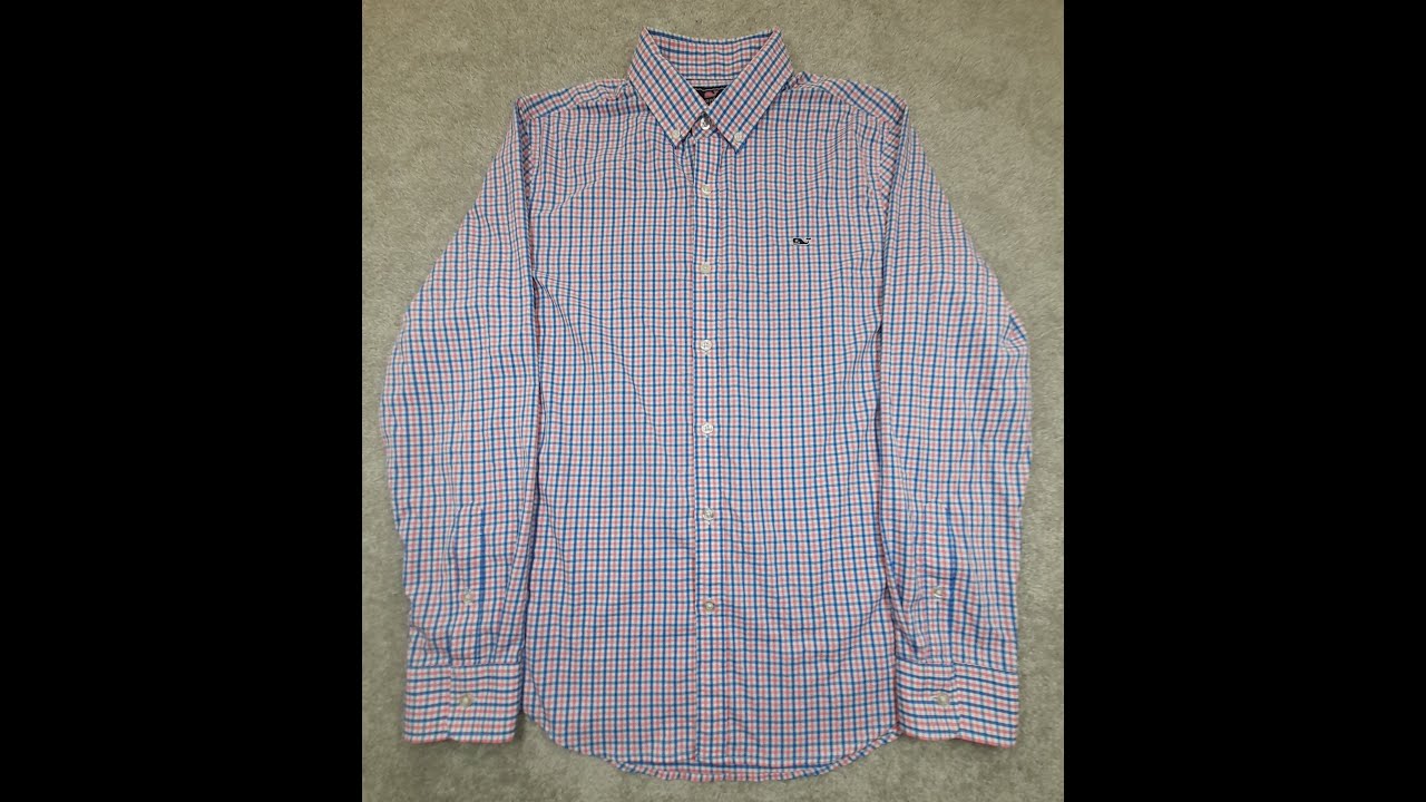 VINEYARD VINES (SOLD) Men's Button Up Shirt Medium Reg Long Sleeve Blue White Red Plaid Ebay - 0201