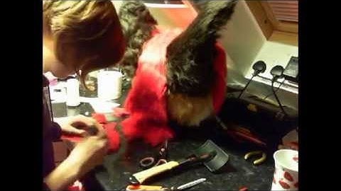 Fursuit Head Tutorial - Time Lapse - Part 6 - Adding Hair