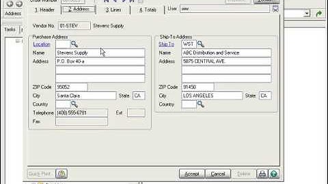 MAS 90 (Sage 100) Purchase Order Entry