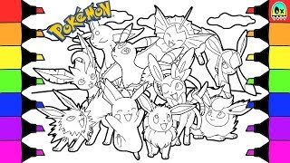 Pokémon coloring book pages for kids speed coloring Eevee evolutions