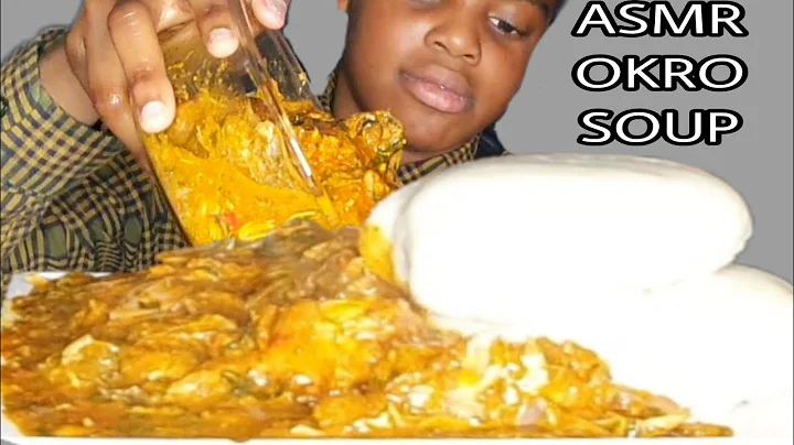 ASMR | OKRO SOUP WITH POUNDED YAM (eating show/no talking)eating sounds | African food mukbang