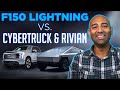 Ford F-150 Lightning vs. Cybertruck & Rivian R1T | Pickup Truck War w/ Two Bit da Vinci