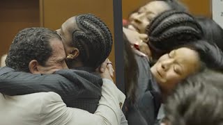 A Ap Rocky Dives Into Rihanna S Arms After Not Guilty Verdict In Felony