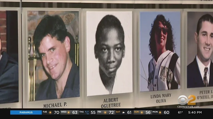 One of two missing victims' portraits hung at 9/11...