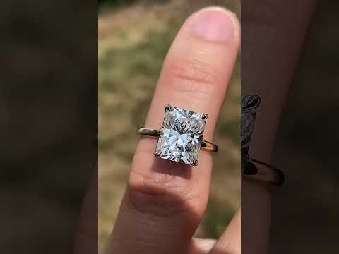 4-Prong Emerald / Radiant Petal Inspired Moissanite Solitaire Ring ring video