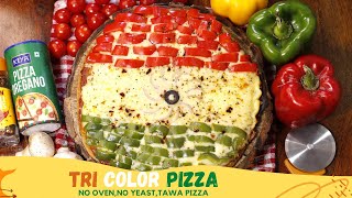 Tri-Color Pizza! No Oven,No Yeast, Tawa Pizza | Happy Independence Day ??