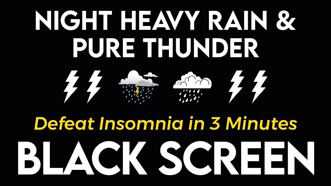 Победите бессонницу за 3 минуты с сильным ливнем и громом в ночном парке⚡Черный экран