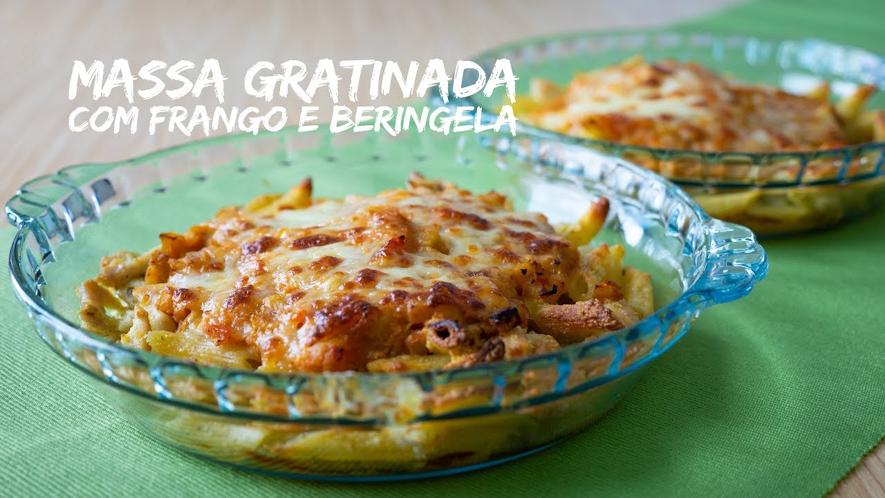 ⁣Massa Gratinada com Frango e Beringela