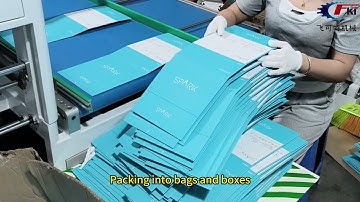 Foldable Rigid Box Making Machine for spark teeth cap boxes in production with bagging and boxing
