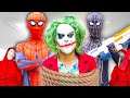 Team spiderman vs bad guy team  live action story fun heroes nerf war rescue venom