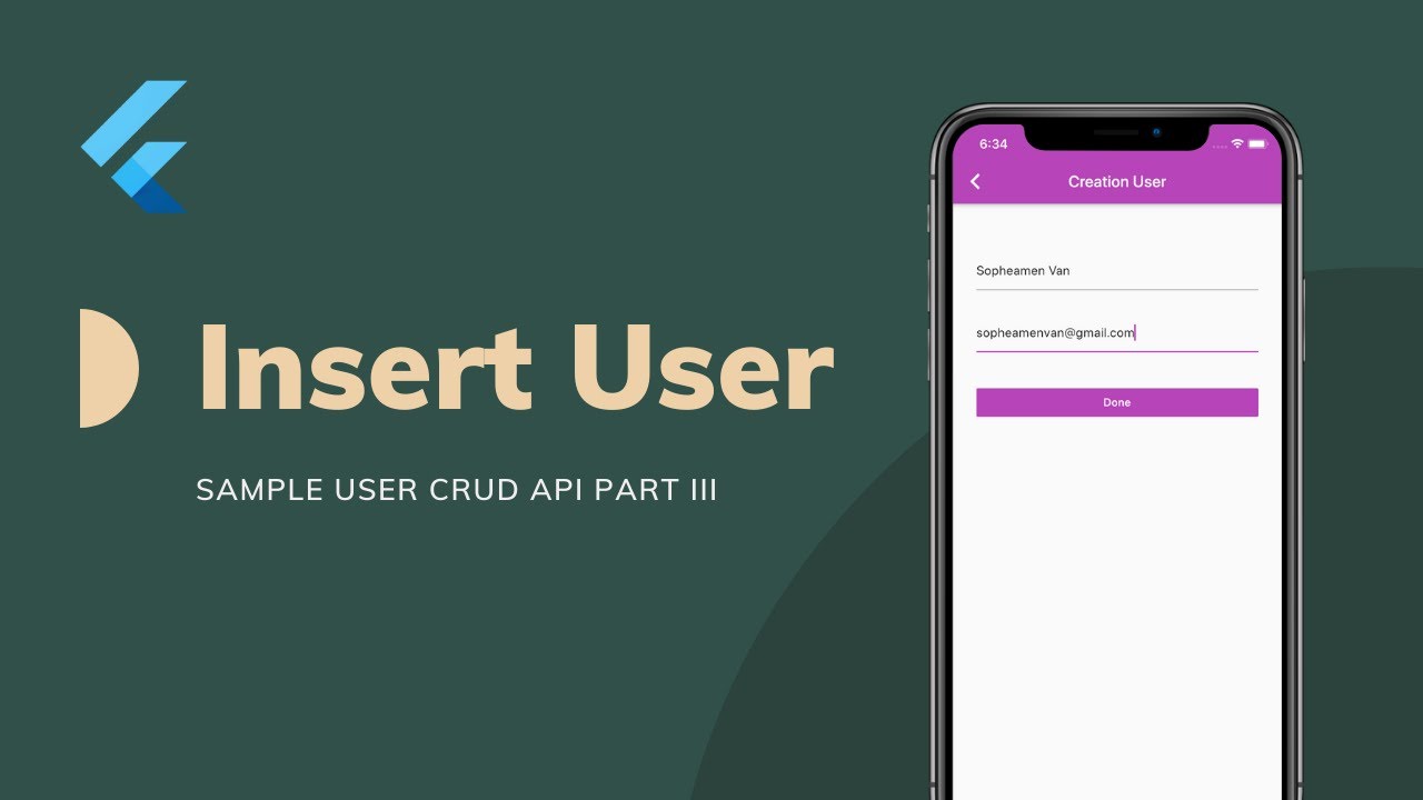 Flutter CRUD. Flutter UI Sample. Insert user